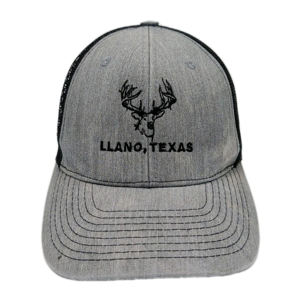 Llano, Texas Embroidered Deer Snapback Trucker Hat Cap‎ Gray with Black Mesh